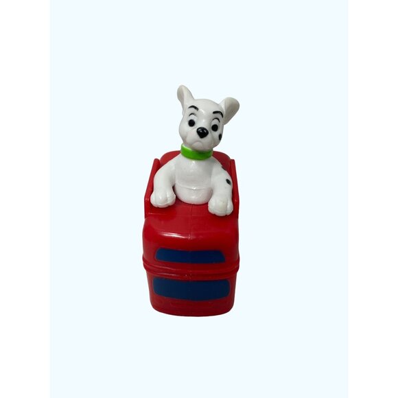 McDonalds Figure Toy Puppy The 101 Dalmations English Bus Red and Green Disney - Picture 2 of 5